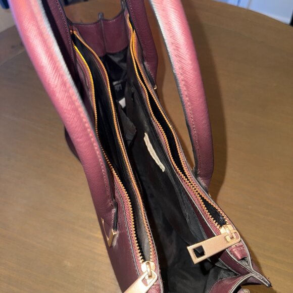 H & M Satchel Handbag BURGUNDY - Picture 4 of 5